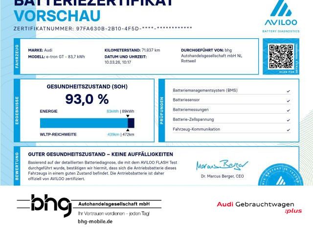 Audi e-tron GT 71.836 km 53.730 &euro; Rottweil 78628